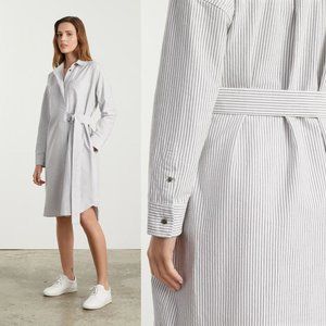 Everlane The Oxford Shirt Dress Gray White Stripe